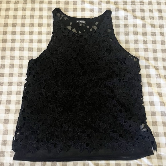 Express Tops - Express Women's Floral Lace Sleeveless Blouse Size S Black Business Career‎